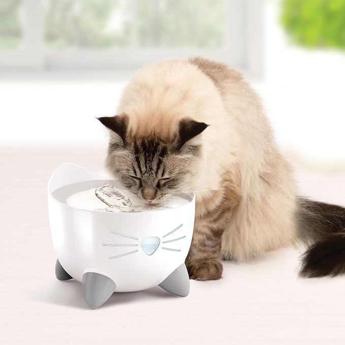 Catit PIXI Drinking Fountain – Cat Water Fountain with Triple Filter and Ergonomic Drinking Options, Stainless Steel