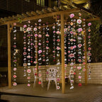 Suncalla 6 Pcs 35.4ft Hanging Flowers Garlands Backdrop Lighted Floating Fake Wildflower Vines LED Floral Garland Ceiling for Spring Wedding Bridal Shower Birthday Graduation Party(Fresh,Pink)