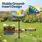 VIVOHOME Oval Bird Bath for Outside, Outdoor Birdbath Bowl with Metal Ground Stake, Weather-Resistant ABS Bird Bath and Feeder for Garden, 1.3 Gallons, Green