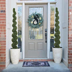 THE BLOOM TIMES 7 Foot Large Spiral Topiary Trees Artificial Outdoor Set of 2, Faux Boxwood Plants Outside - All-Year Green Fake Tall Tree for Home Office Front Porch Planter Decor 7ft