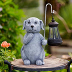 Qeeman Solar Dog Garden Statue: Weatherproof Resin Figurine with Warm Glow Lantern - Outdoor Decor for Yard Pathway Patio Porch Balcony - Gifts for Mom Grandma Dog Lovers