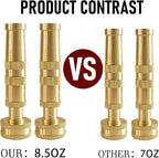 Hourleey Adjustable Twist Hose Nozzle, 4" Heavy-Duty Brass 3/4" GHT Hose Nozzle with 2 Garden Hose Rubber Washers (1 Pack)