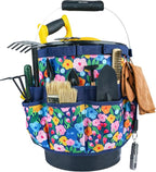 MELOTOUGH Bucket Caddy Organizer Bucket Tool Organizer for Garden Tools Fit 3.5 to 5 Gallon Bucket (Blue Flower)