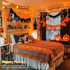 JMEXSUSS 150LED Orange Halloween Lights Indoor Outdoor, Connectable Christmas String Lights Indoor Plug in, 8 Modes Orange Lights for Halloween Fireplace Tree Bedroom Party Decor (Pack of 2)