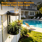 Solar Plant Grow Lights Outdoor - RDJ Bouns Wall Plant Holder with Rechargeable Light & Solar Panels,3 Color Temperatures,Automatic Sensor Switch,Decorative Floating Plant Shelf for Patio, Balcony & Living Room