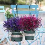 Outdoor Artificial Plant UV Resistant Fake Stems Plants, Faux Plastic Greenery for Indoor Outside Hanging Plants Garden Porch Window Box Home Wedding Farmhouse Outdoor Decorations for Patio(Fuchsia)