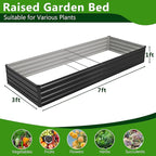 2PCS 7x3x1ft Galvanized Raised Garden Bed Kit,Metal Planter Box for Vegetables,Flowers,Herbs Durable Rust-Resistant Patio Gardening Beds,Black
