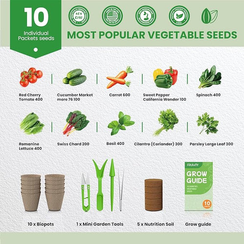 10 Heirloom Seeds Variety Pack - 3200+ Seeds for Planting Vegetables, Indoor Outdoor Garden Seed Starter Kit, Easter Unique Gift for Mother, Women, Mom, Friend, Her