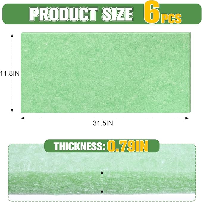 6 PCS Flower Pot Filler Insert 31.5''x 11.8'' Green Plant Pot Filler Drainage Insert Lightweight Planter Drainage Materials for Planter Indoor Outdoor Gardening Plants Container