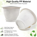 Plastic Flower Pots Planters For Indoor Plants, 4 Pack 14 Inch White Plant Pots With Drainage Hole & Tray, Modern Decorative Large Plant Pot With Saucer For Indoor Outdoor Plants Garden House Planter