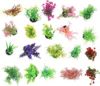 Ipetboom 20pcs Fish Tank Decorations Set Aquarium Plants, Colorful Artificial Decor - Mini Plastic Water Plants Grass Accessories for Beta Goldfish Turtle, Random Color