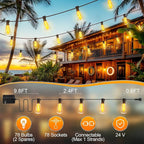 MGVIH Outdoor String Led Patio Lights - 200Ft 60M Outside Waterproof Light with Remote Dimmable ST38 Shatterproof Bulb Hanging Outdoor Electric Lighting for Backyard Yard Gazebo Porch Party