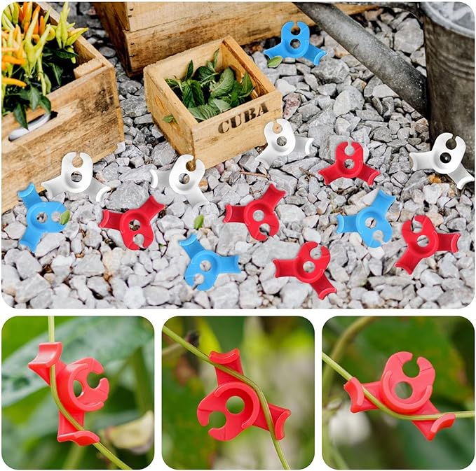 XINHUIDALSQ 60 PCS Low-Pressure Plant Training Clip, 90 Degrees Plant Stem Trainer, Plant Training Clips Plant Bud Bender, Gentle Plant Clips(Red)
