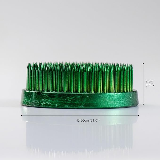 Wazakura Ikebana Kenzan Round, Japanese Floral Arranging Frog Holder, Made in Japan - Green 80mm