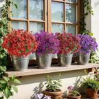 Alupssuc 20 Bundles Artificial Flowers for Outdoor Indoor Decoration, UV Resistant No Fade Fake Plants Eucalyptus, Colorful Faux Spring Flowers for Outside Yard Porch Patio Garden Home Window Box