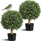 Artificial Boxwood Topiary Tree, 24" Faux Outdoor Plant in Pot, UV Resistant Fake Greenery for Front Porch, Patio, Entryway & Garden Decor