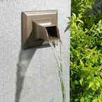 Square 316 Stainless Steel Water Fountain Spout, Outdoor Spillway Scupper with Integrated Spray Baffle, Unique Emitter Water Feature Decor for Patios, Pools, Courtyards, Water Walls(Brown)
