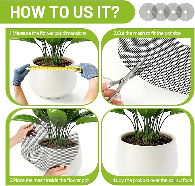4 Pcs 15.7 Inch Plant Pot Protectors Grids, Cuttable Round Plant Cover Protector Indoor Plants from Animals, Pot Soil Guard for Garden Flower Potted Plants (15.7inch-4P)