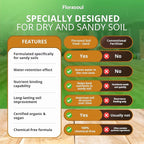 Florasoul® Organic Sandy Soil Conditioner (6.6 lbs) – High-Performance Water Retainer & Nutrient Booster – Plant-Based & Vegan – for Gardens, Lawns & Drought-Prone Areas