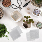 50 Packs 4 Inch Flower Pot Hole Mesh Pad, Plastic Mesh Screen Bonsai Bottom Planter Drainage Hole Grid Mat, Plant Succulent Pot Screens Mat Prevent Soil Loss