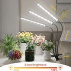 GooingTop Grow Light LED Gooseneck Lamp,Triple-Head Full Spectrum 222 LED Plant Lamp with Red Blue Light Clip-on Desk for Indoor Plants Growing, Auto Timer & Super Bright