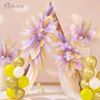 50 PCS Purple Pampas Grass, 17in Pampas Grass Decor, Artificial Pompas Wall Decor for Vase Room Bedroom Kitchen Table Wedding Party Birthday Baby Showers（Purple）