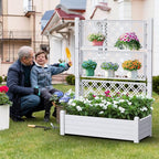 Durable Resin Raised Garden Bed with Drainage Holes & Reinforced Corners - Lightweight Flower Boxes Outdoor for Vegetables, Herbs, and Patio Garden Enclosure System (Ashen, 43.43*18.27*59.29)