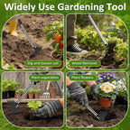 Weed Puller Tool with Long Handle - Adjustable Length Manual Weeder Remover Tool, 2 in 1 Hand Weed Rake and Garden Hoe for Gardening, Uprooting Weeding Tool for Yard, Lawn, Patio, Garden
