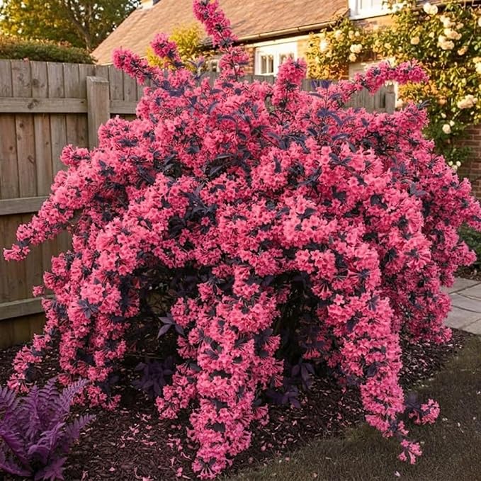 Purple-Pink Weigela Live Plant, Spring Blooming Shrub in 4” Pot, Hardy Perennial Flowering Bush for Garden Borders, Cold Hardy, Dormant in Winter