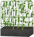 GENMOUS Garden Trellis for Climbing Plants, Cucumber Trellis with Grow Bag, 65 X 50 Inch Large Metal Trellis for Climbing Raised Bed Vegetable Outdoor