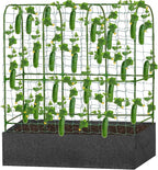 GENMOUS Garden Trellis for Climbing Plants, Cucumber Trellis with Grow Bag, 65 X 50 Inch Large Metal Trellis for Climbing Raised Bed Vegetable Outdoor