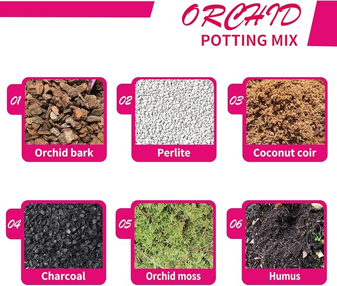 Orchid Potting Mix with Orchid Bark 2QT - New Upgraded Formula for Superior Drainage & Breathability | Premium Soil for Healthy Roots