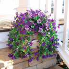 HyeFlora Artificial Flowers for Outdoors Garland Decoration, 2Pcs Dark Purple Fake Hanging Flowers, UV & Fading Resistant, Faux Decor for Home Porch Patio Balcony Planter Yard
