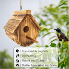 2 Pack Wren Houses for Outdoors,Natural Wooden Bird Houses for Outdoor Chickadee,Bluebird etc,Handmade from Natural Wood for Garden Decorations