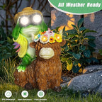 EDOF Solar Garden Lights Frog Sitting on Highland Cow Statue with Flower Garden Decor, for Women Mom,Frog Highland Cow Outdoor Figurine Decorative LED Lights for Yard Art Patio Porch Lawn