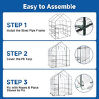 SUNGIFT Greenhouses for Outdoors, Upgraded PVC Cover Walk-in Greenhouse Kit 57x61x80 Inch, Zippered Windows Mesh Door, Plant Garden Hot House for Outside, Clear