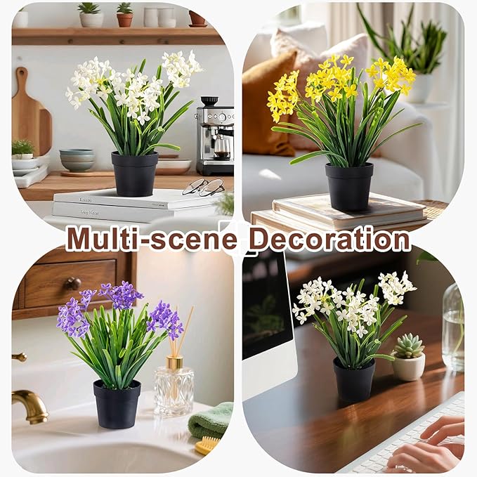 3 Pack Fake Small Plant in Pot Artificial Potted Flowers for Home Decor Fake Flower Plant Greenery Mini Faux Plant for Indoor Bedroom Living Room Office Shelf Bathroom Farmhouse Decor (Type 1)