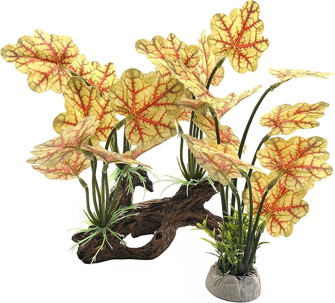 M2cbridge Fish Tank Plastic Soft Grass Artificial Betta Water Plants Decoration Goldfish Hide 2pcs (Light Yellow)