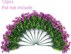 HyeFlora Artificial Flowers for Outdoor Indoor Garden Home Decoration, Faux Flower Daisy with Eucalyptus Leaves Fake Plants Greenery Boxwood Porch Patio, 12 Bundles (Purple)