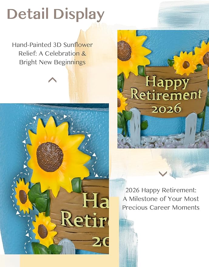 Retirement Gifts for Woman: Happy Retirement Gifts for Women Nurse Teacher Coworker - Unique Retired Garden Gifts for Decoration - Hand-Painted Plant Pot Present with Gift Box and Card