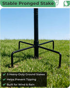 Metal Bird Bath for Outside, 3" Deep 12" Dia Removable Bowl, 36" H Garden Bird Bath | Stable 5-Prong Stake, Rust-Resistant, Easy Clean Outdoor Birdbath for Yard Lawn Patio