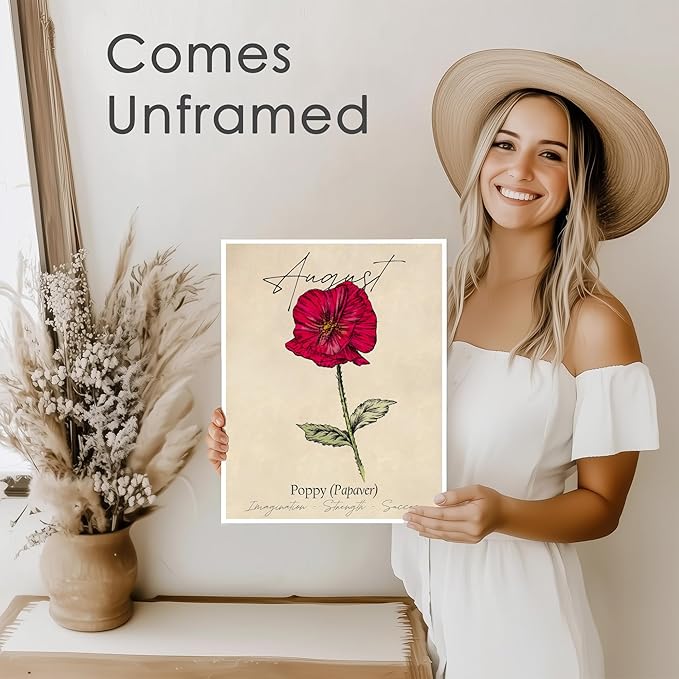 August Birth Flower Art Print - 8x10 (Unframed) | Capturing the Splendor of the August Birth Flower | Decor Accent for Birthdays and Special Occasions | Living Room Décor | Modern Home Décor