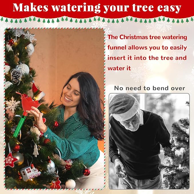 4 Pack 48 Inch Clear Christmas Tree Watering Funnel with Long Plastic Tube Watering System for Large Indoor Outdoor Xmas Tree Prevents Fire