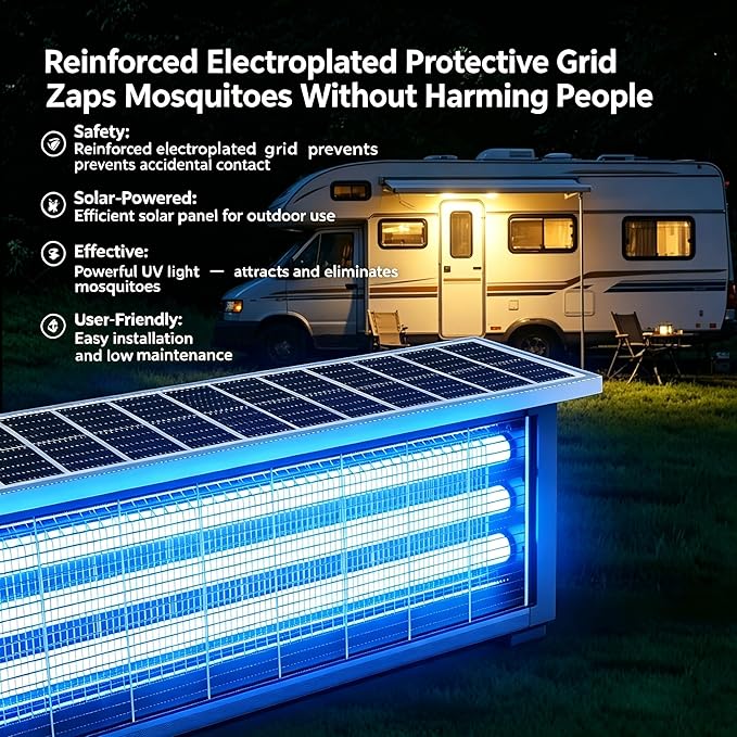 Large Solar Bug Zapper Outdoor Rechargeable Mosquito Zapper 4000 sq.ft for Backyard, Cordless USB Charging Fly Insect Trap, Waterproof Dusk-to-Dawn Auto On/Off for Patio Garden Camping RV