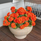 Fake Geraniums Artificial Flowers for Outdoors Fall Autumn Decoration, 6 Bundles Silk Geraniums UV Resistant Look Real Orange Faux Flowers Plants for Front Door Garden Planter Patio Balcony Yard Home