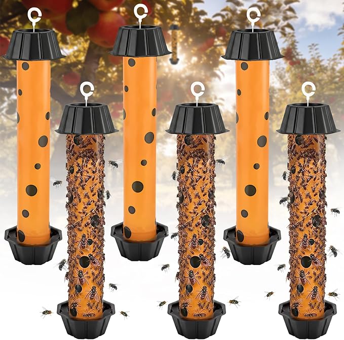 6 Pack Fly Trap Stick, Sticky Fly Traps Indoor/Outdoor, Flies Catcher Paper Tape Strips for Home, Catches All Bugs and Gnats, Mosquito, Flying Insect Killer