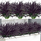Ouddy Decor 20 Pcs Fake Outdoor Plants Artificial Grass Greenery Stems Faux Plastic Plants for Indoor Outside Decor, Dark Purple