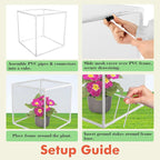 3 Pack Plant Protectors from Animals, 13.8" X 13.8" Detachable Plant Cages for Outdoor Plants with Netting, Square Plant Cages to Keep Animals Out with Ground Stakes (White)