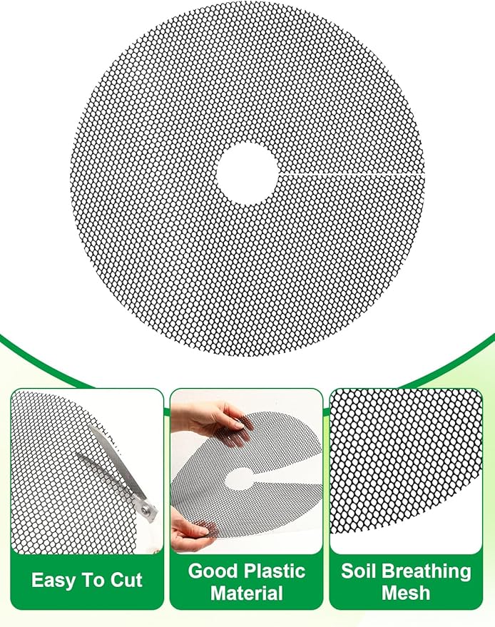 Augshy 11.8 Inch Plant Pot Grids, 4 PCS Plastic Cuttable Plant Pot Soil Covers Soil Digging Avoid from Animals Plant Protection for Flower Pots Indoor and Outdoor Garden Supplies