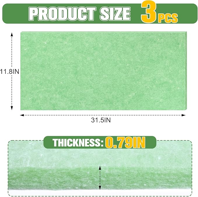 3 PCS Flower Pot Filler Insert 31.5''x 11.8'' Green Plant Pot Filler Drainage Insert Lightweight Planter Drainage Materials for Planter Indoor Outdoor Gardening Plants Container
